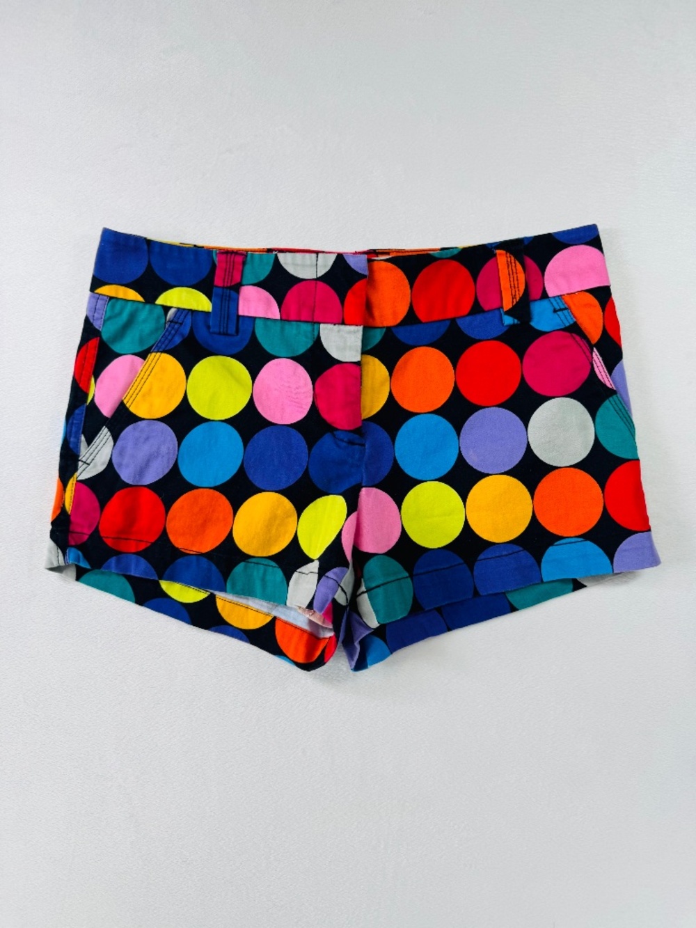 Loudmouth Women's High Waist Shorts in Black with Multicolor Polka Dots